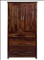 Brown Color Solid Wood Almira With 2 Gate & 3 Drawer