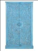 Blue Color Solid Wood Almira With 2 Gate