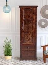 Brown Color Solid Wood Almira With 1 Gate & 2 Drawer