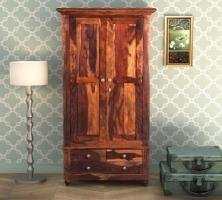 Brown Color Solid Wood Almira With 3 Drawer & 2 Gate