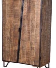 Brown Color Solid Wood + Iron Almira With 2 Gate