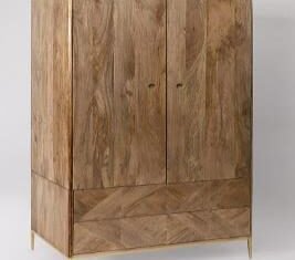 Brown Color Solid Wood Almira With 2 Gate & 2 Drawer