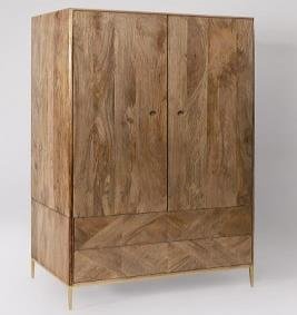Brown Color Solid Wood Almira With 2 Gate & 2 Drawer