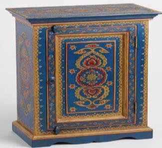 Multicolor Wooden Hand Painted Bedside With 1 Gate