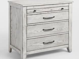 White Color Wooden Bedside With 4 Drawer