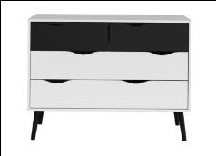 Black & White Color Charls Solid Wooden Cabinet With 4 Drawer
