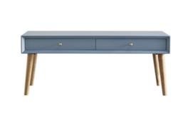 Brown & Blue Color Vitoria Solid Mango Wood Drawer Coffee Table With 2 Drawer