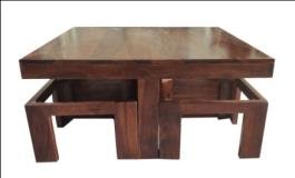 Brown Color Tapera Mango Wooden Cotton Coffee Table