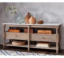 Brown & White Color Wooden Console With 2 Drawer