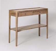 Brown Color Eudon Natural Mango Wooden Console With 2 Drawer
