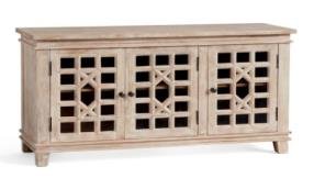 Brown Color Oiva Mango Wooden White Wash Console With 3 Gate