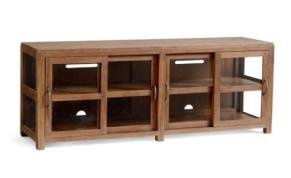 Brown Color Indel Mango Wood Teak Finish Console With 2 Gate