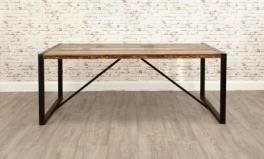Brown & Black Color Wooden + Iron Dining Table
