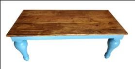 Brown & Blue Color Wooden Dining Table