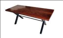 Brown & Black Color Wooden + Iron Dining Table