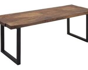 Brown & Black Color Wooden + Iron Bench