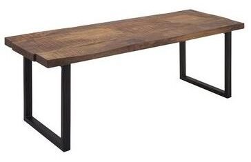 Brown & Black Color Wooden + Iron Bench
