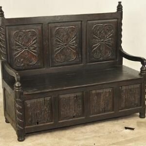 Brown Color Wooden Carved Bench