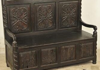 Brown Color Wooden Carved Bench