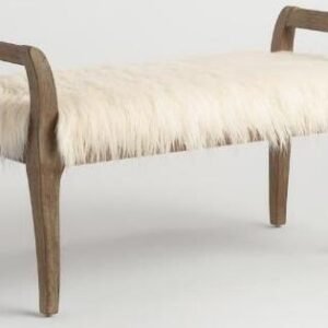 Brown & White Color Wooden Cushion Bench