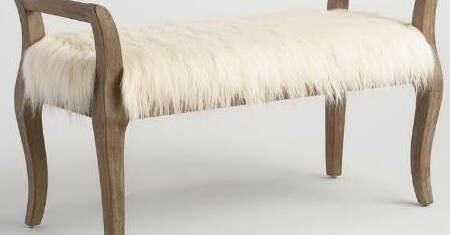 Brown & White Color Wooden Cushion Bench