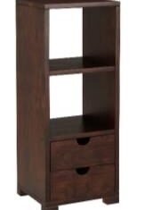 Brown Color Solid Wood Book Shelf With 2 Drawer