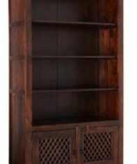Brown Color Solid Wood Book Shelf With 2 Gate
