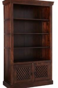 Brown Color Solid Wood Book Shelf With 2 Gate
