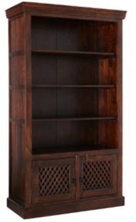 Brown Color Solid Wood Book Shelf With 2 Gate