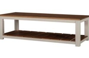 Brown & White Color Barano Dimond White And Natural Bench Cum Shoe Rack