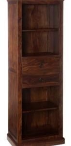 Brown Color Solid Wood Book Shelf With 2 Drawer