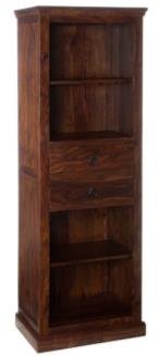 Brown Color Solid Wood Book Shelf With 2 Drawer