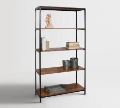 Brown & Black Color Solid Wood + Iron Book Shelf