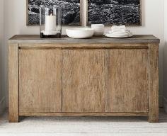 Brown Color Solid Wood Buffet Unit With 3 Gate
