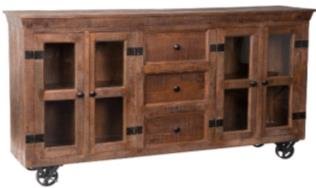 Brown Color Solid Wood Buffet Unit With 2 Gate & 3 Drawer