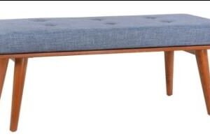 Brown & Blue Color Salern Modern Bench With Comfy Cushion