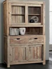 Brown Color Solid Wood Buffet Unit With 3 Gate & 2 Drawer