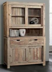 Brown Color Solid Wood Buffet Unit With 3 Gate & 2 Drawer