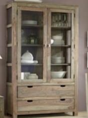 Brown Color Solid Wood Buffet Unit With 2 Gate & 2 Drawer