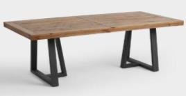Brown & Black Color Wooden + Iron Dining Table