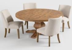 Brown & White Color Wooden Dining Table With 4 Chairs