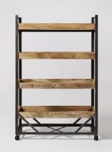 Brown & Black Color Solid Wood + Iron Book Shelf