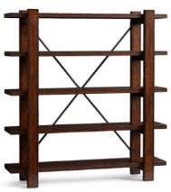 Brown & Black Color Solid Wood + Iron Book Shelf