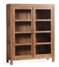 Brown Color Solid Wood Book Shelf With 2 Gate