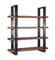 Brown & Black Color Solid Wood + Iron Book Shelf