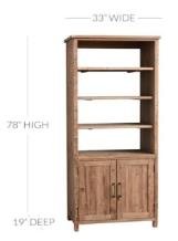 Brown Color Solid Wood Book Shelf With 2 Gate