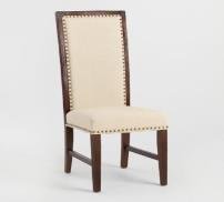 Brown & White Color Long Back White Wooden Dining Chair With Cushion