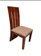 Brown Color Sheesham Wood Long Back Curved Chair With Cushion