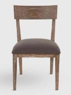 Brown Color Mango Wood Antique White Wash Dining Chair With Cushion