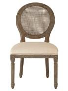 Brown Color Bella Oval Canning Back Wooden Chair With Cushion